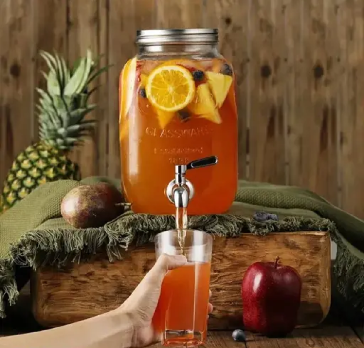 Retro Style Italian Premium 4200ml Glass Water Dispenser – Large Vintage Pitcher with Airtight Lid & Tap for Juice, Lemonade, Cocktails & Water