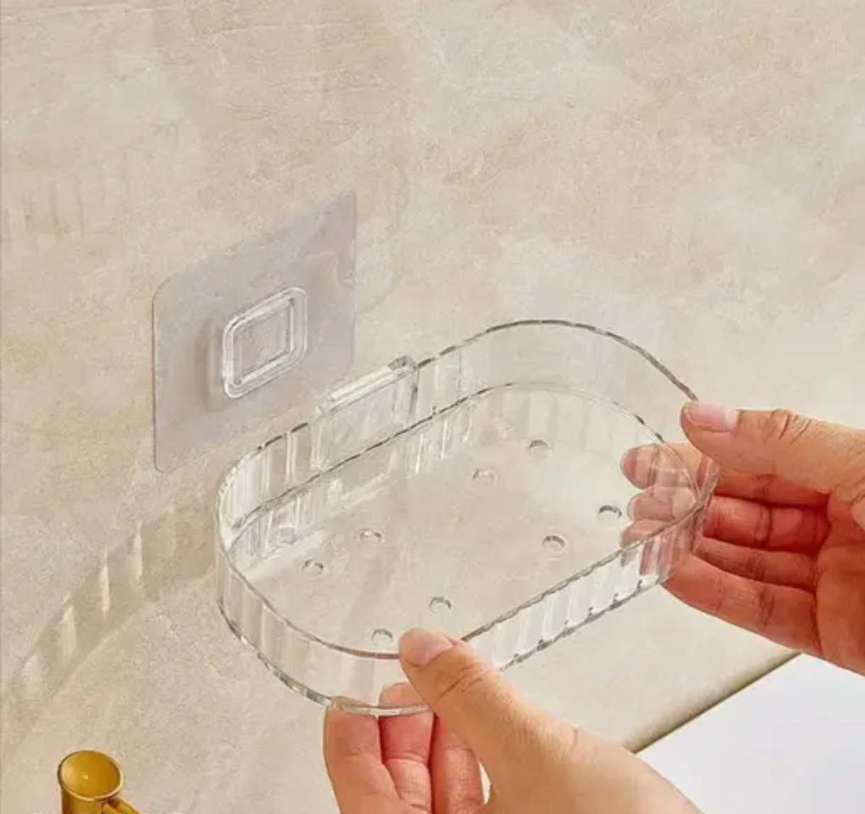 (Pack of 2) Clear Wall-Mounted Soap Holders – Transparent & Easy-to-Clean Bathroom Organizer