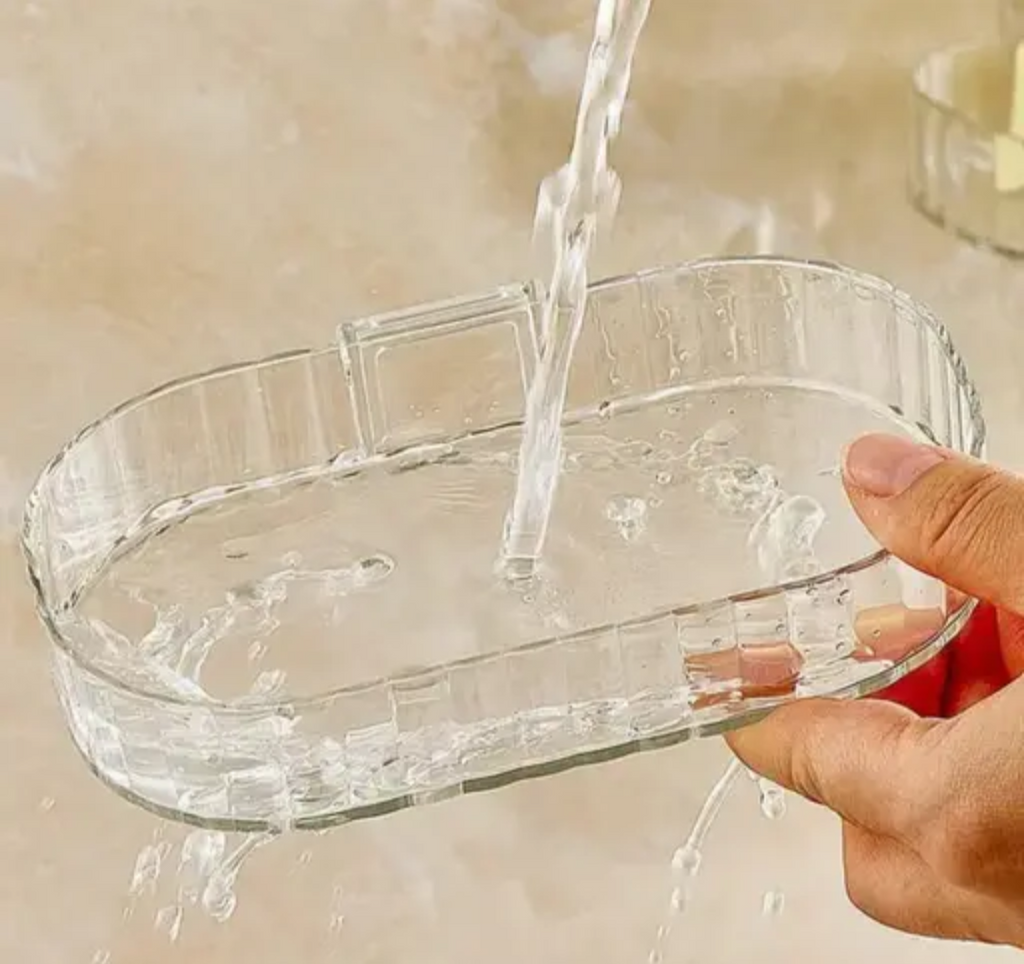 (Pack of 2) Clear Wall-Mounted Soap Holders – Transparent & Easy-to-Clean Bathroom Organizer