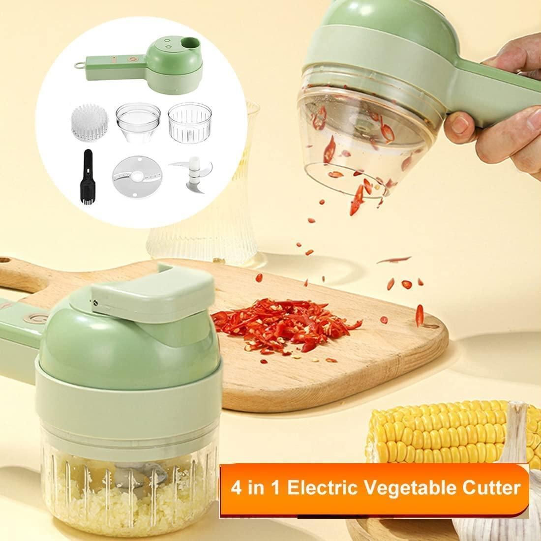 4-in-1 Portable Electric Vegetable Cutter Set – Wireless Food Processor & Chopper for Kitchen
