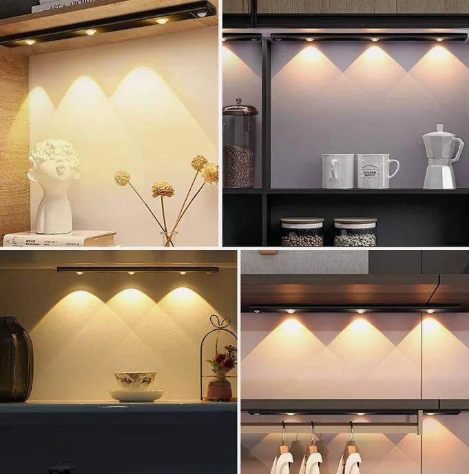 LED Motion Sensor Cabinet Light – USB Rechargeable, Stick-On, Wireless, Warm & White Modes
