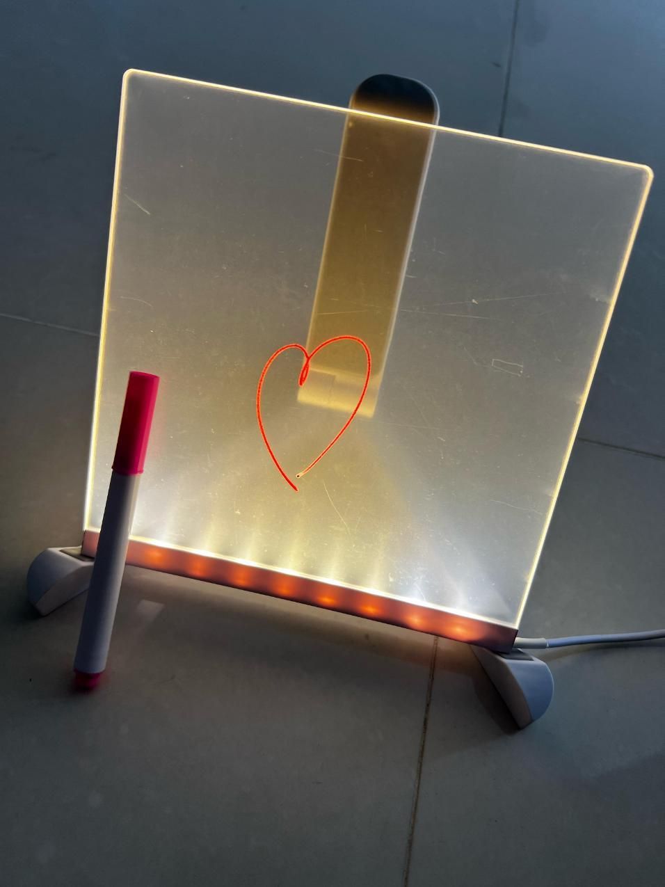 3D LED Light Glass Acrylic Writing Pad with 12 Color Pens – USB Message Board & Night Lamp