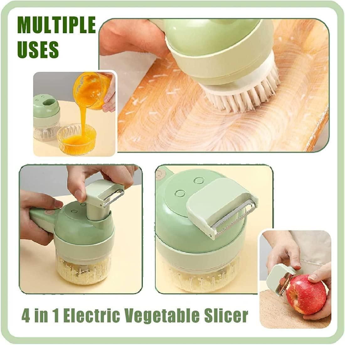 4-in-1 Portable Electric Vegetable Cutter Set – Wireless Food Processor & Chopper for Kitchen
