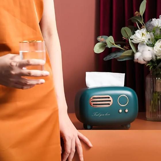 Vintage Radio Box Tissue Holder – Premium Retro Decorative Napkin Dispenser