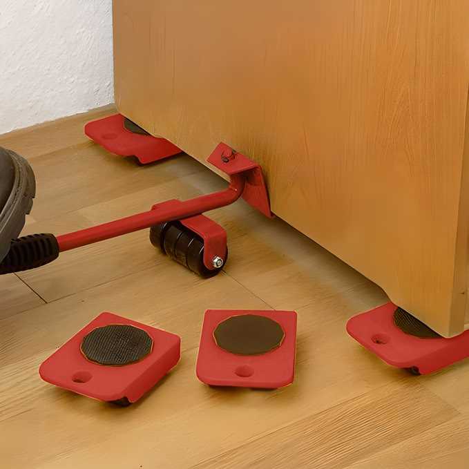 Heavy-Duty Furniture Moving Tool Set – Rolling Wheels Transport Shifter with Base & Spare Roller (Load Capacity 150kg)