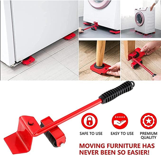 Heavy-Duty Furniture Moving Tool Set – Rolling Wheels Transport Shifter with Base & Spare Roller (Load Capacity 150kg)