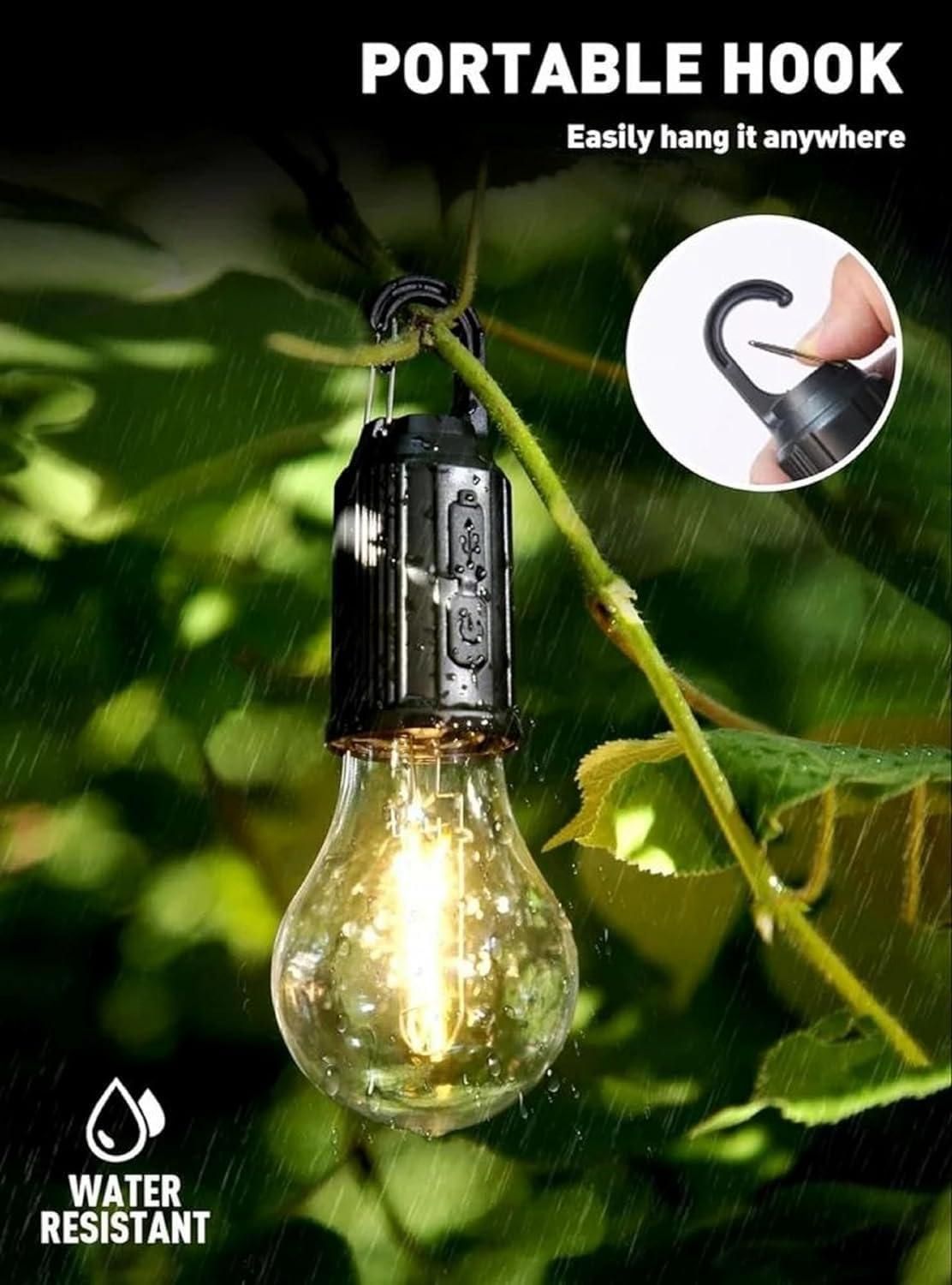 Rechargeable Decorative Hanging Bulb – 3 Mode LED Tent Lamp with USB-C Charging