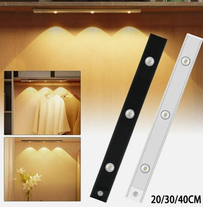 LED Motion Sensor Cabinet Light – USB Rechargeable, Stick-On, Wireless, Warm & White Modes
