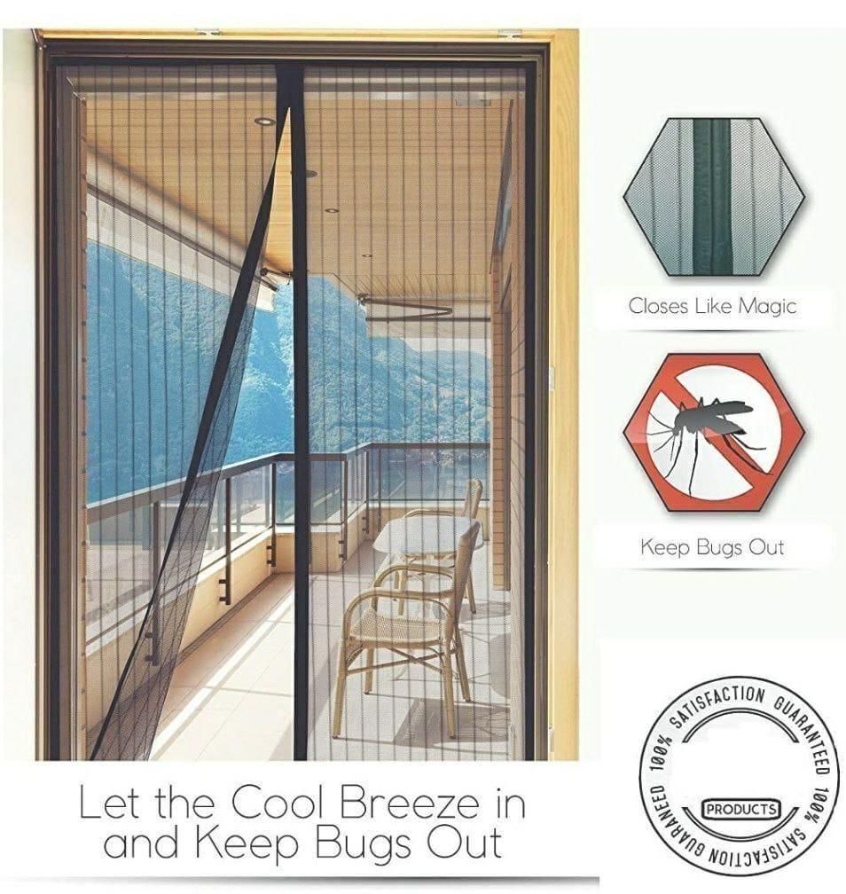 Mesh Magnetic Mosquito Screen Door Net Curtain with Magnets Reinforced Polyester