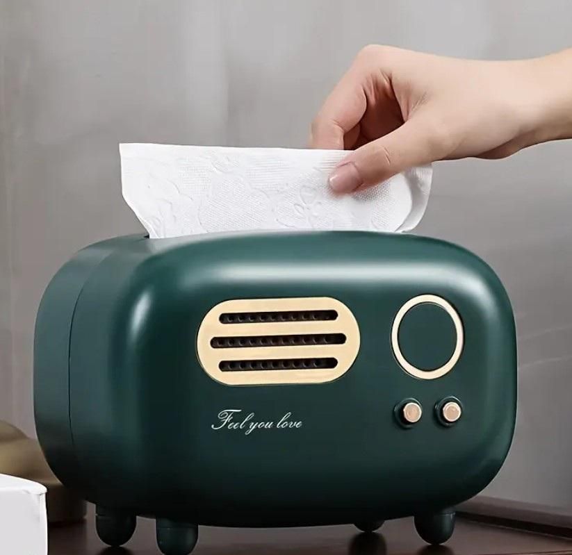 Vintage Radio Box Tissue Holder – Premium Retro Decorative Napkin Dispenser