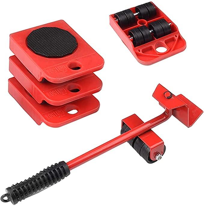 Heavy-Duty Furniture Moving Tool Set – Rolling Wheels Transport Shifter with Base & Spare Roller (Load Capacity 150kg)