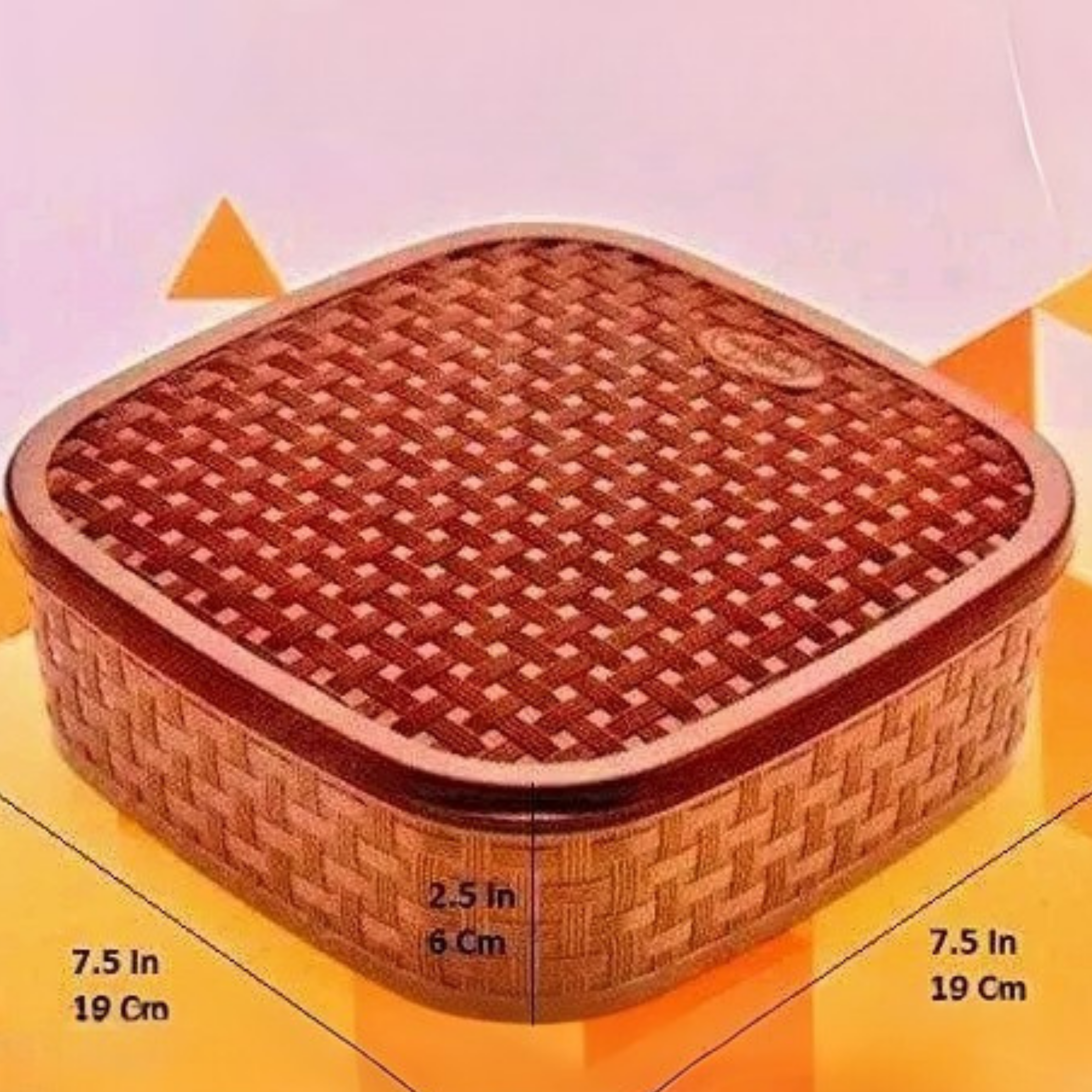 Premium 7-Section Square Masala & Rangoli Box – Multipurpose Spice Container with Airtight Lid (Brown)