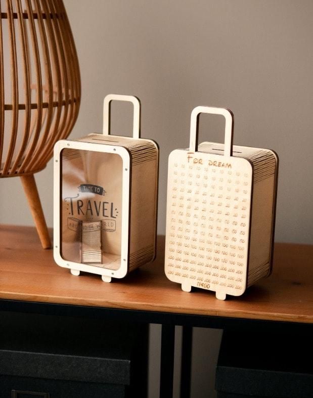 Retro Travel Money Saving Suitcase – Decorative Coin & Cash Storage Box