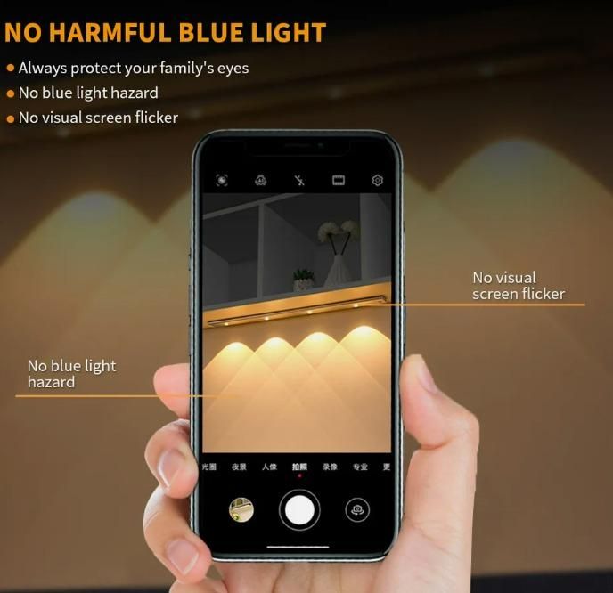 LED Motion Sensor Cabinet Light – USB Rechargeable, Stick-On, Wireless, Warm & White Modes