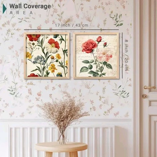 Eternal Rose & Classic Elegance Wall Art Painting Set of 2 – Premium Glass & Wooden Frame Décor (8x8 Inch Each)