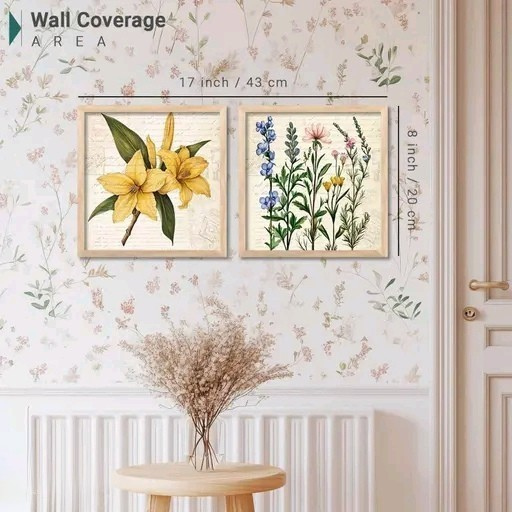 Floral Wall Art Painting Set of 2 – Premium Framed Artwork for Living Room & Office Décor (8x8 Inch)