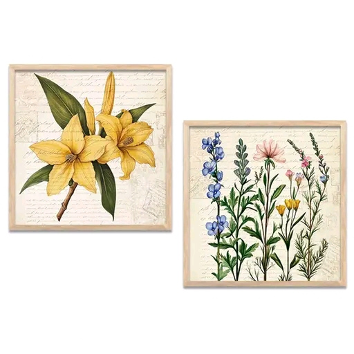 Floral Wall Art Painting Set of 2 – Premium Framed Artwork for Living Room & Office Décor (8x8 Inch)