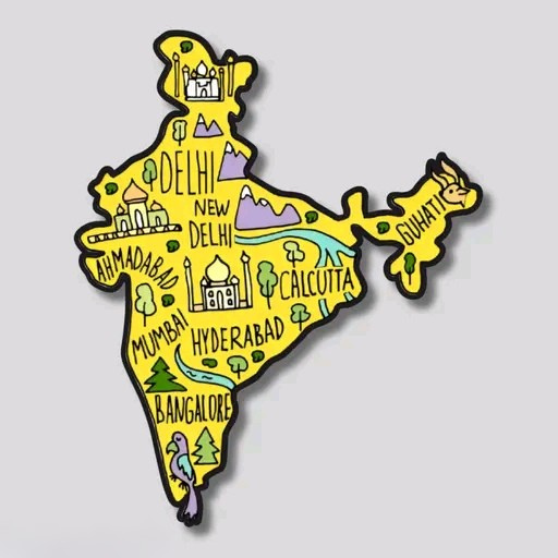 Fridge Magnet – India Map Quotes Wooden Magnetic Sticker for Home & Office (Multicolor, 3 Variants)