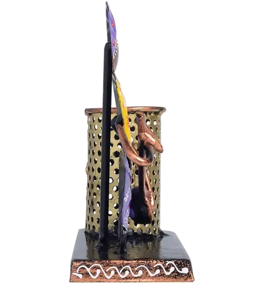 Premium Jodhpur Handcrafted Rajasthani Musician Pen Holder – Antique Metal Desk Organizer & Showpiece