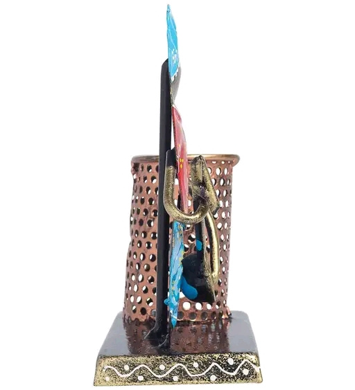 Premium Jodhpur Handcrafted Rajasthani Musician Pen Holder – Antique Metal Desk Organizer & Showpiece