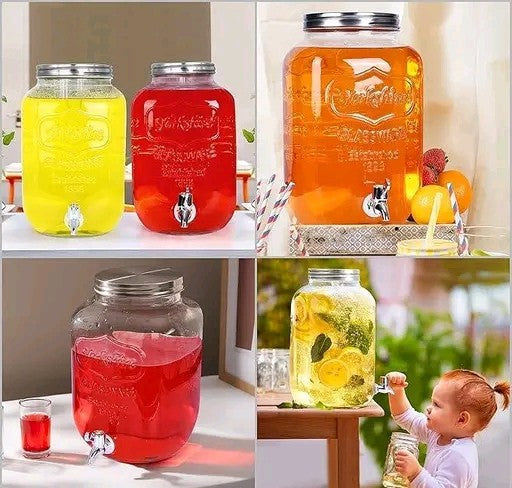 Retro Style Italian Premium 4200ml Glass Water Dispenser – Large Vintage Pitcher with Airtight Lid & Tap for Juice, Lemonade, Cocktails & Water