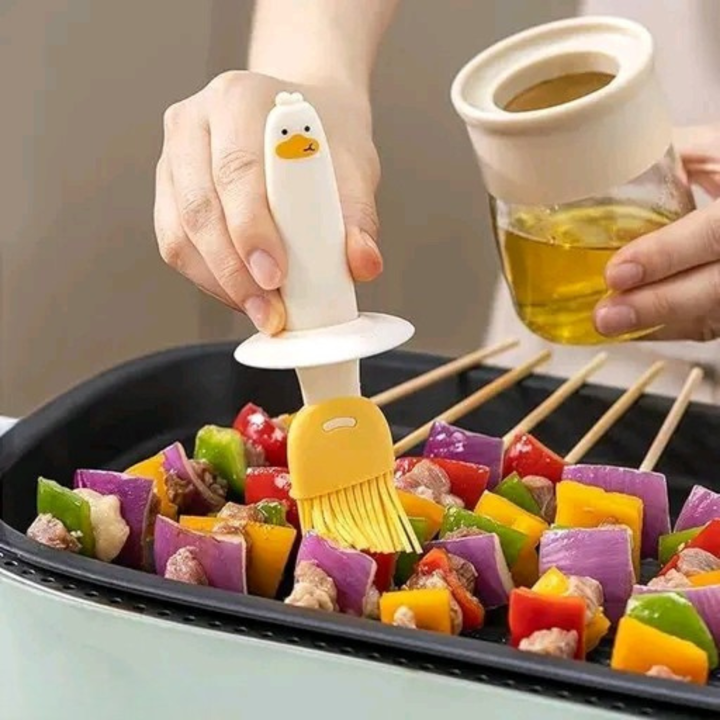 Cute Oil Dispenser Bottle with Soft Silicone Brush – Perfect for Cooking, BBQ, Air Fryer & Baking (Pack of 2)