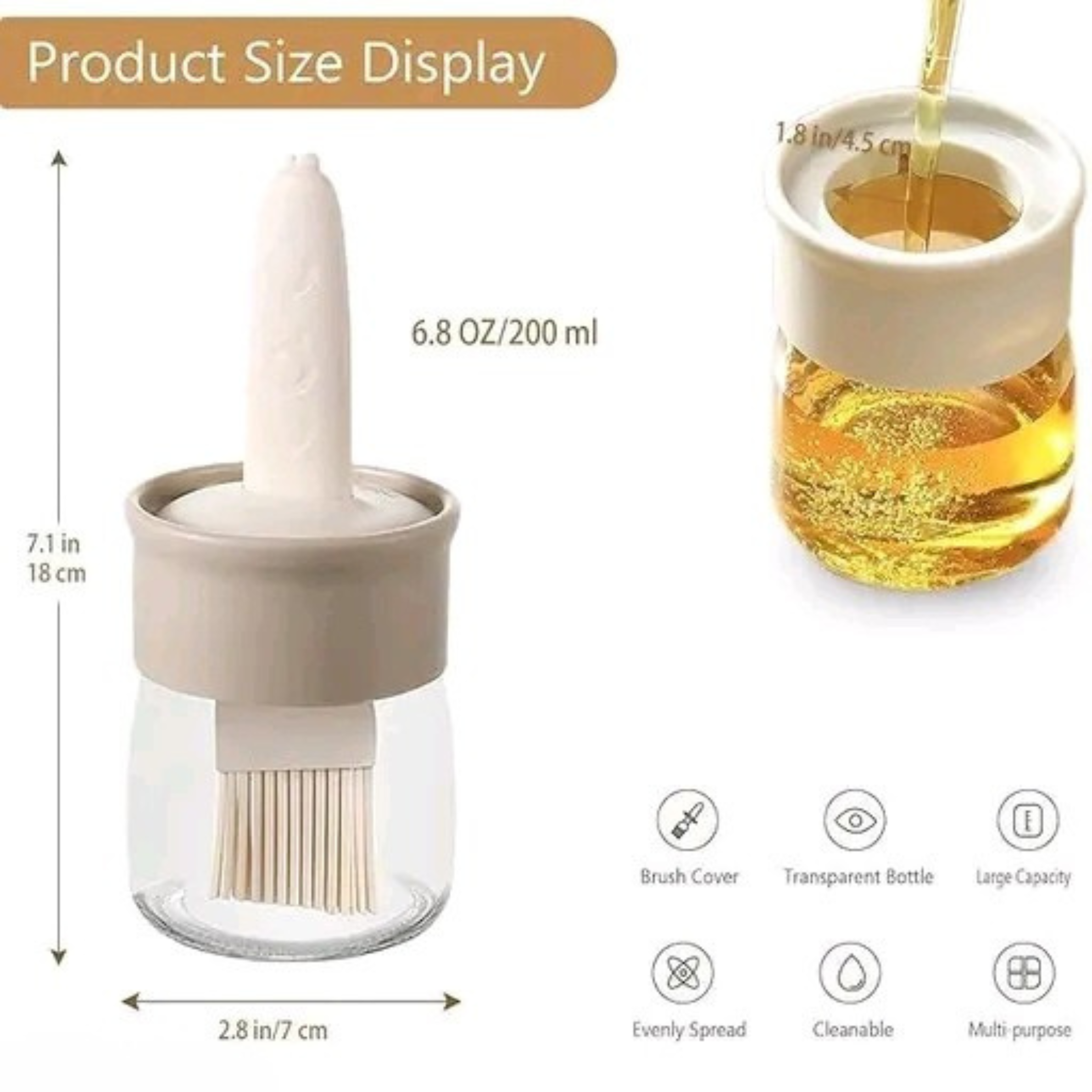 Cute Oil Dispenser Bottle with Soft Silicone Brush – Perfect for Cooking, BBQ, Air Fryer & Baking (Pack of 2)