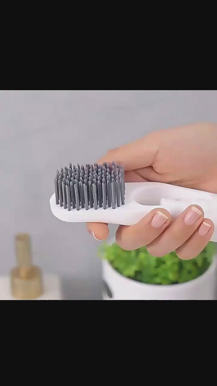 Multi-Purpose Shoe Cleaning Brush with Refillable Container – Compact Shoe Care Tool
