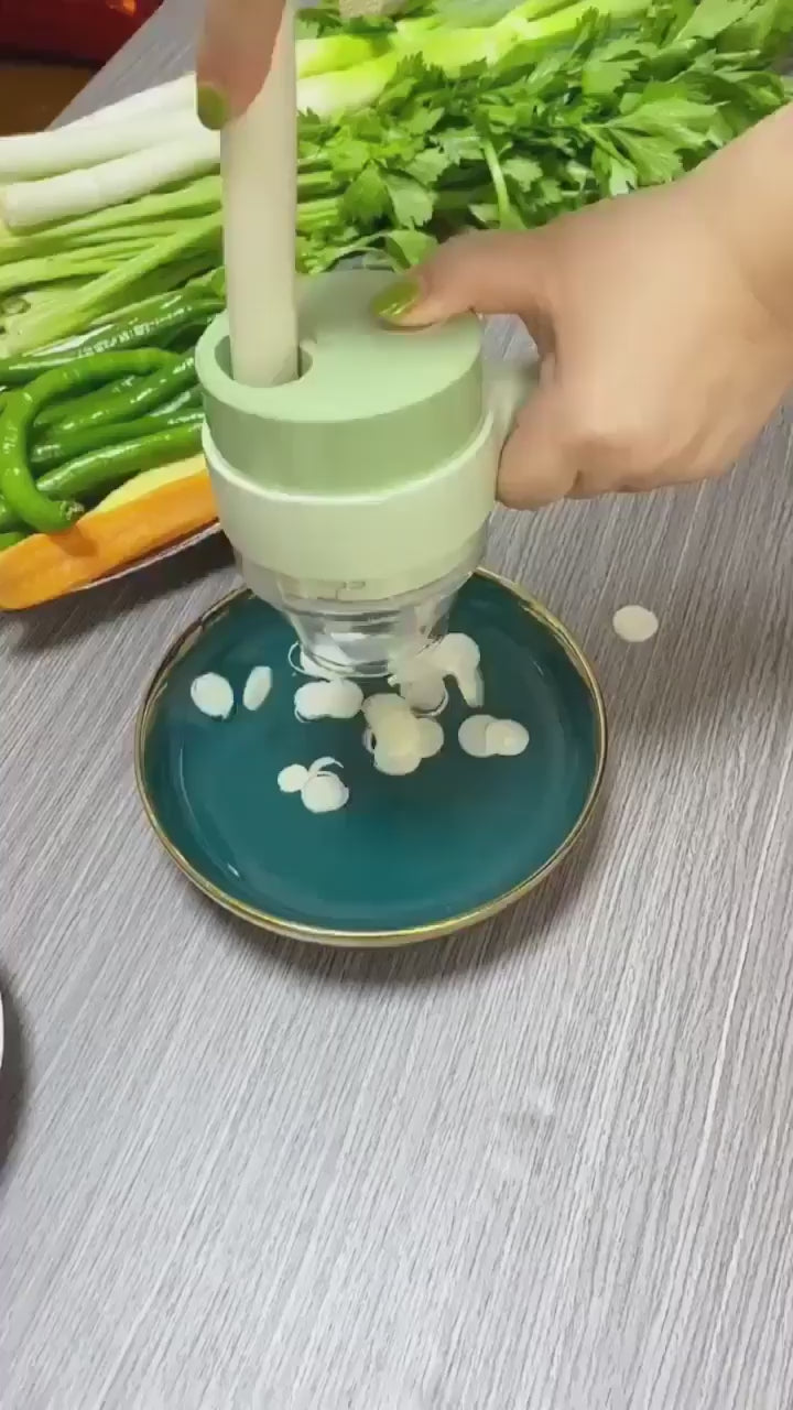 4-in-1 Portable Electric Vegetable Cutter Set – Wireless Food Processor & Chopper for Kitchen