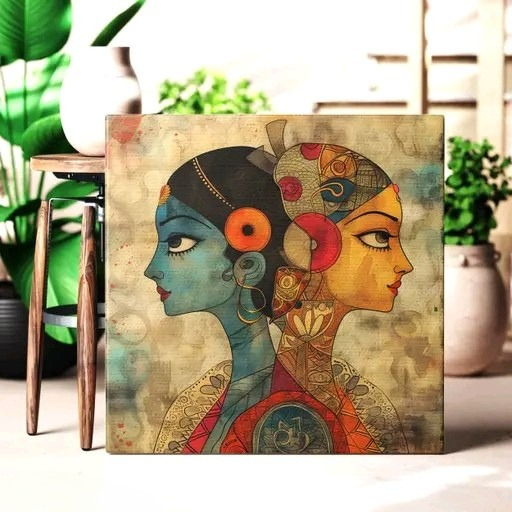 The Twin Grace – Premium Indian-Inspired Canvas Painting (20x20 Inch) | Free Delivery Pan India