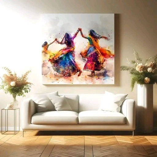 The Festive Rhythm – Premium Colorful Dance Canvas Painting (20x20 Inch) | Free Delivery Pan India