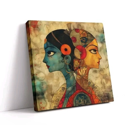 The Twin Grace – Premium Indian-Inspired Canvas Painting (20x20 Inch) | Free Delivery Pan India