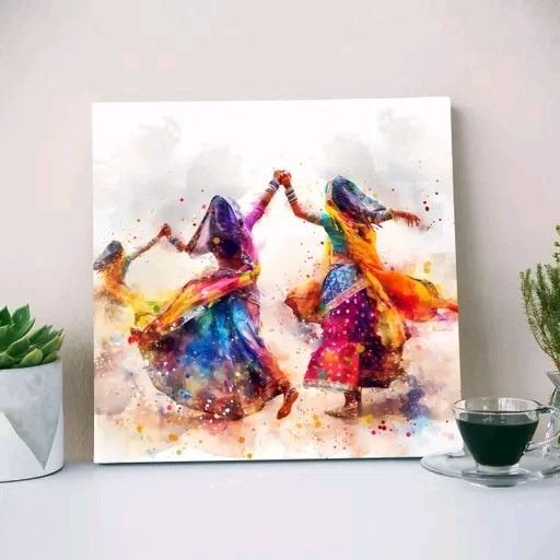 The Festive Rhythm – Premium Colorful Dance Canvas Painting (20x20 Inch) | Free Delivery Pan India