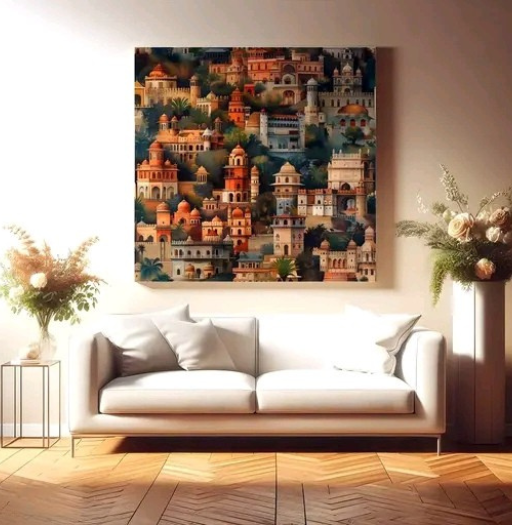 The Royal Panorama – Premium Architectural Canvas Painting (20x20 Inch) | Free Delivery Pan India