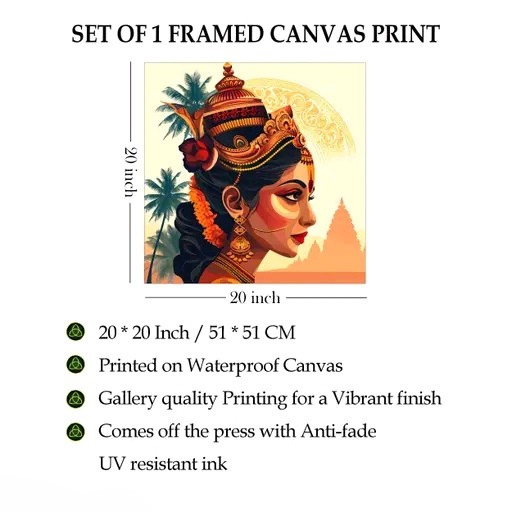Premium Indian Traditional Canvas Wall Art | 20x20 Inch Modern Painting | Free Delivery Pan India