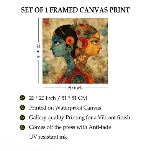 The Twin Grace – Premium Indian-Inspired Canvas Painting (20x20 Inch) | Free Delivery Pan India