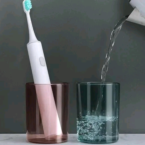 Toothbrush Holder with Adhesive Sticker – Wall Mounted Bathroom Organizer with 2 Cups, No-Drill Storage Rack
