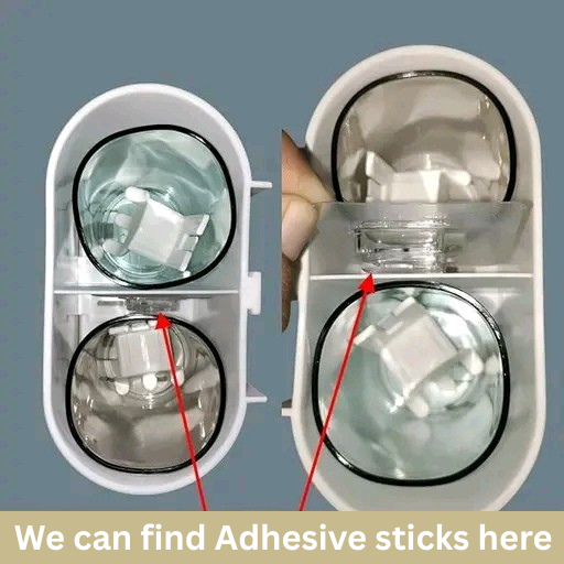 Toothbrush Holder with Adhesive Sticker – Wall Mounted Bathroom Organizer with 2 Cups, No-Drill Storage Rack