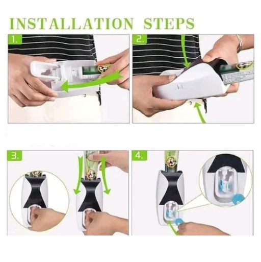 Premium Toothpaste Dispenser with 5-Slot Toothbrush Holder – Hands-Free Automatic Squeezer Set