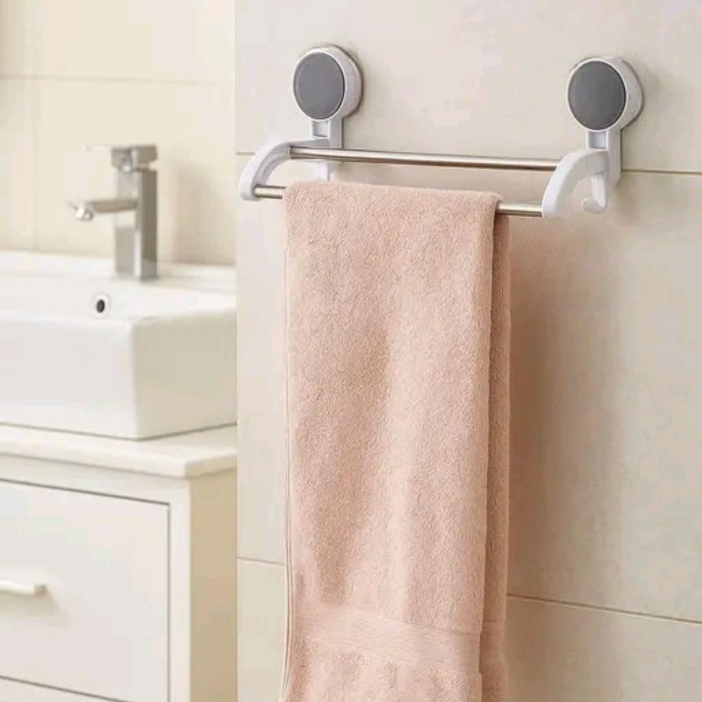 Stainless Steel Wall Mounted Towel & Napkin Holder Bar – Self-Adhesive Bathroom & Kitchen Organizer (Silver, Pack of 1)